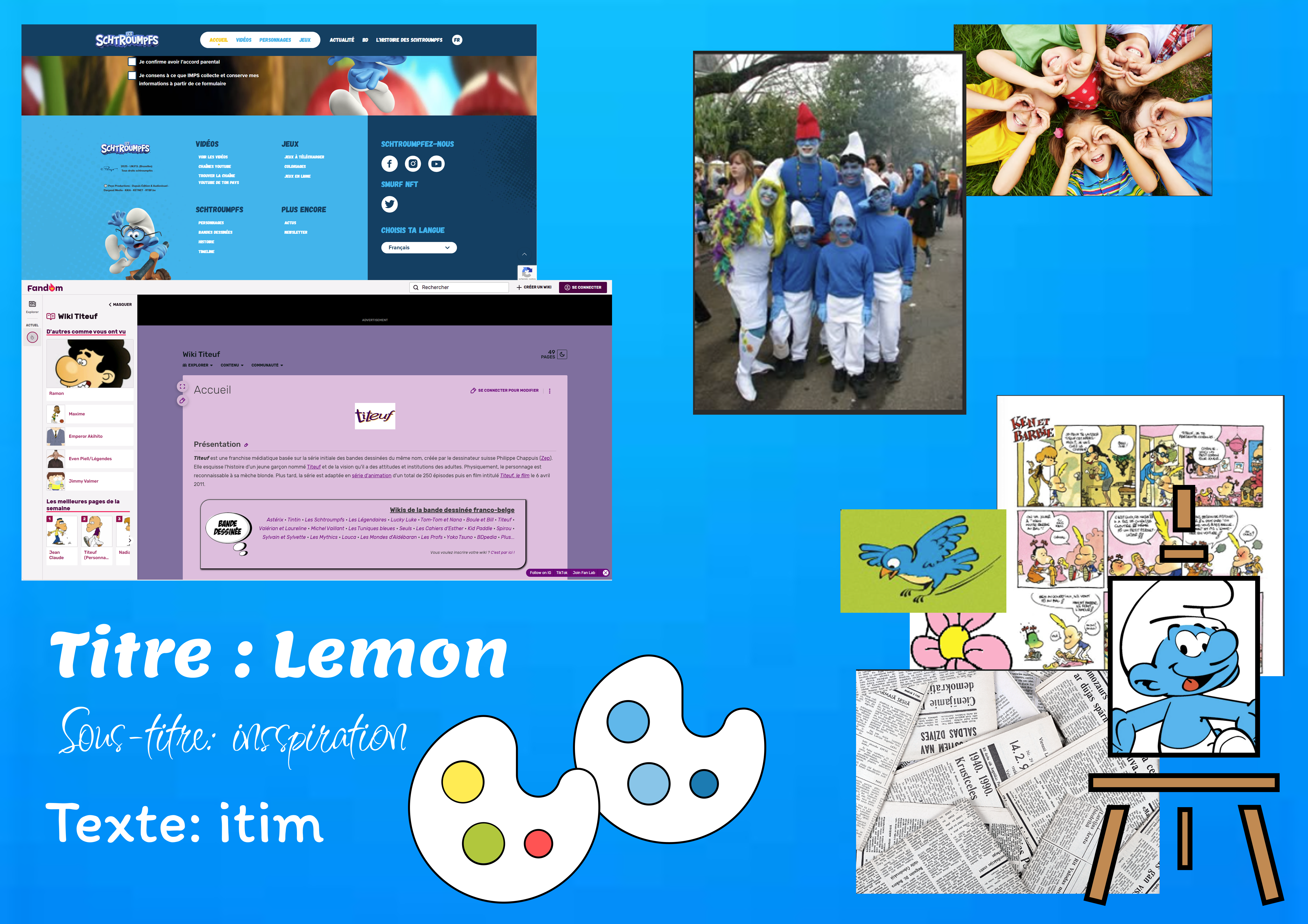 Wireframes du site Les Schtroumpfs