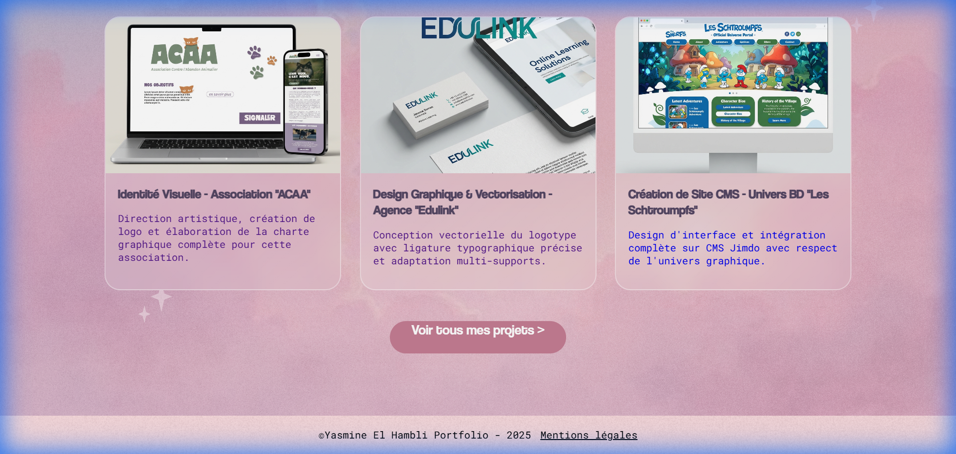 Page d'accueil du portfolio