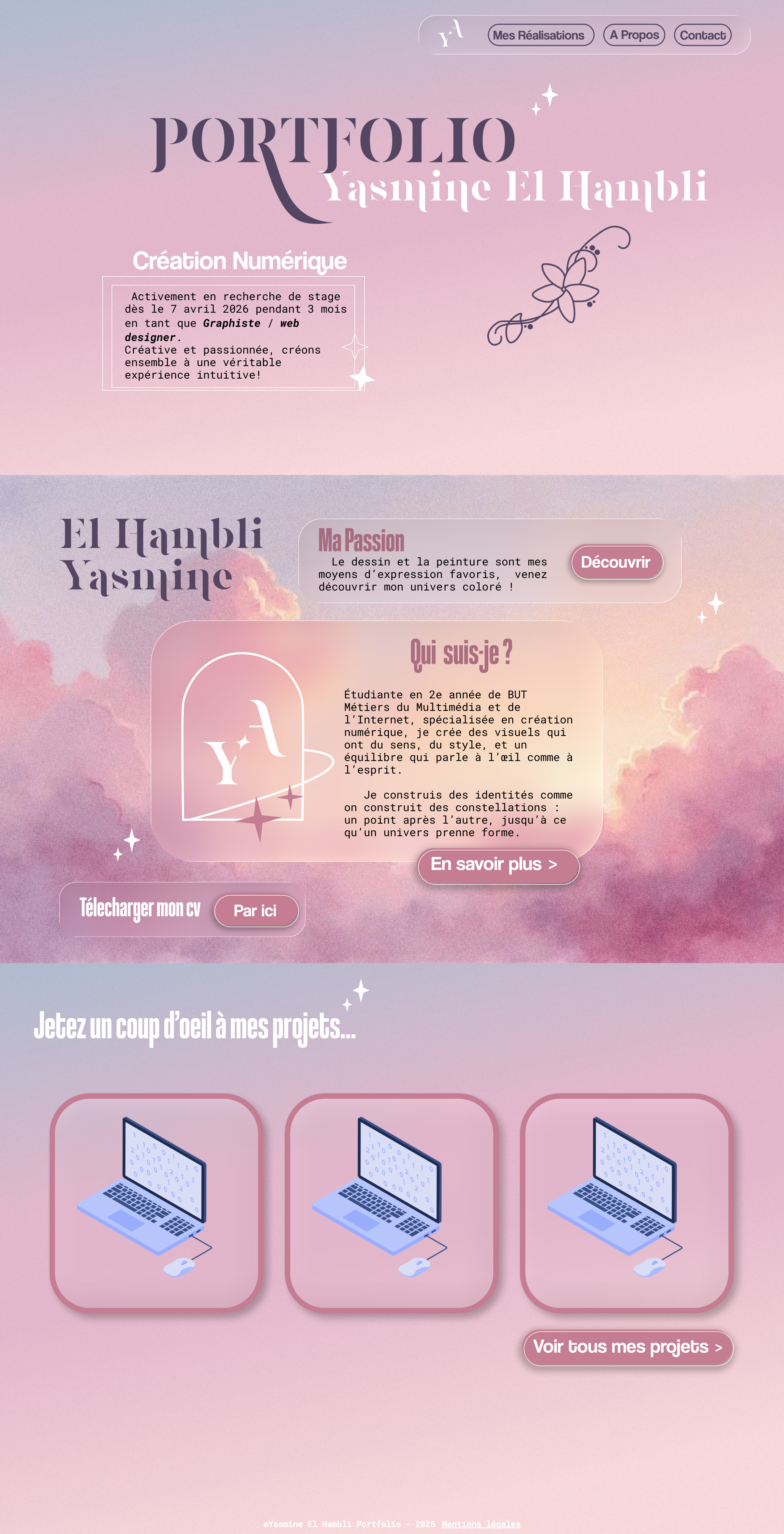 Page d'accueil du portfolio